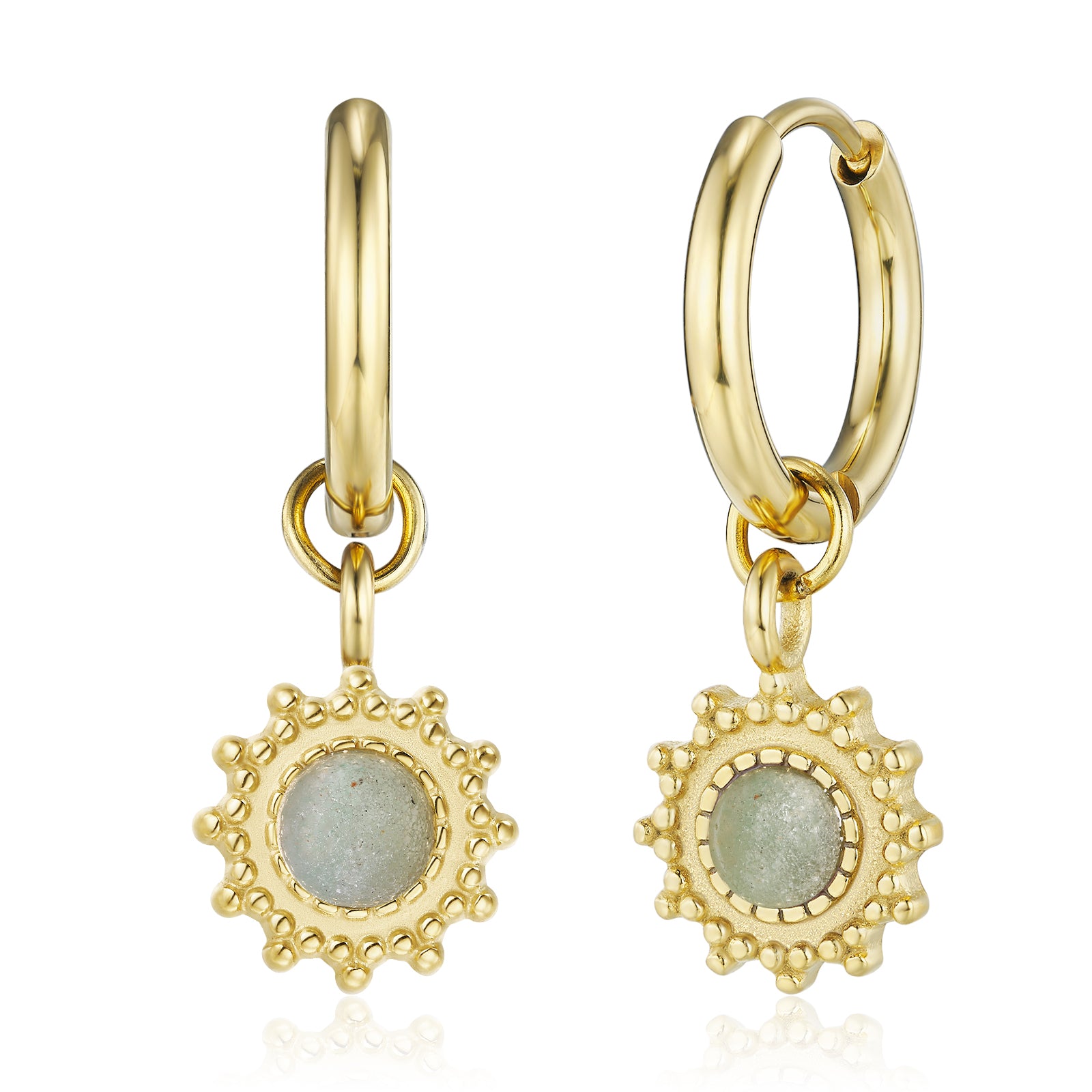 Merkrum afrikanischer Türkis Kreolen Edelstahl vergoldet