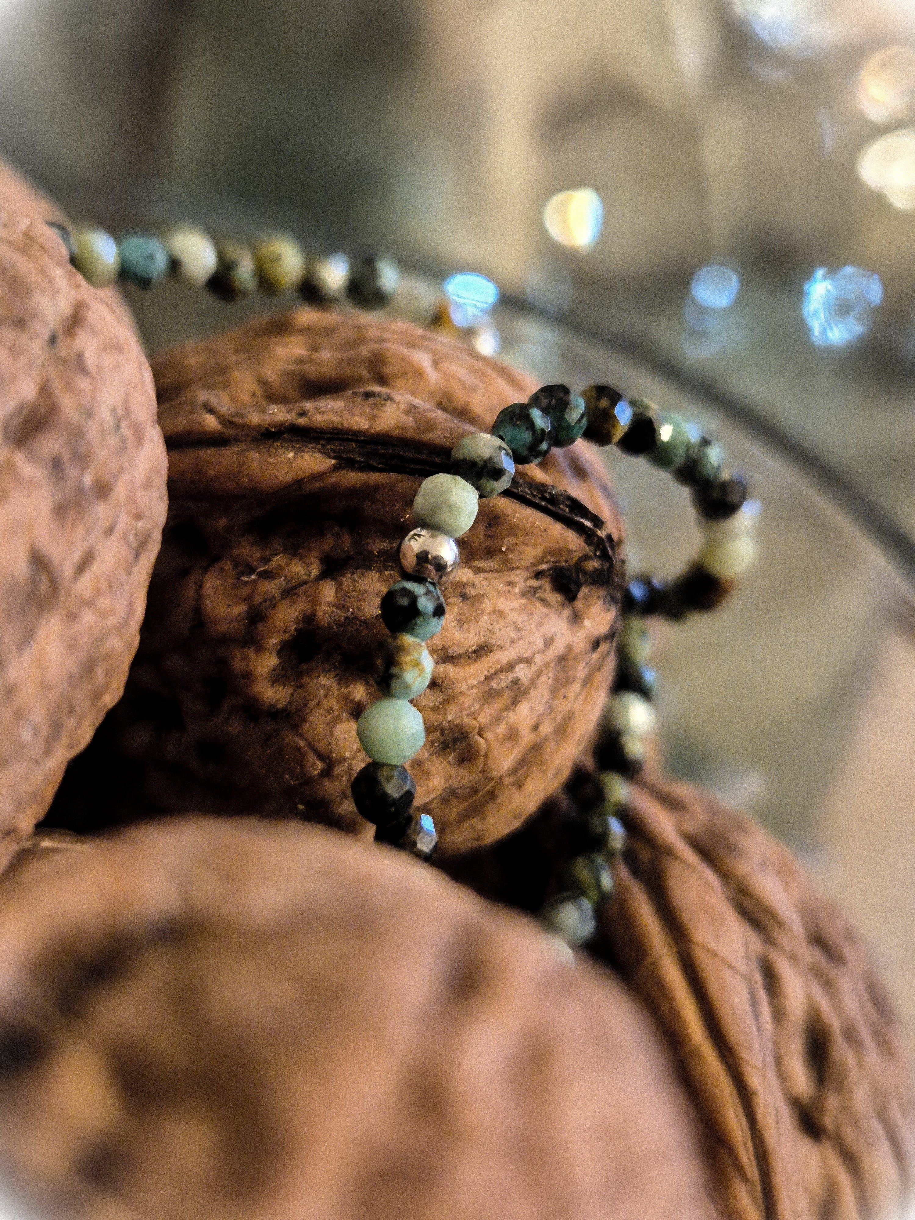 Hieno afrikanischer Türkis Halskette silberfarbig