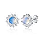 Merkrum Mondstein Stecker Edelstahl silberfarbig