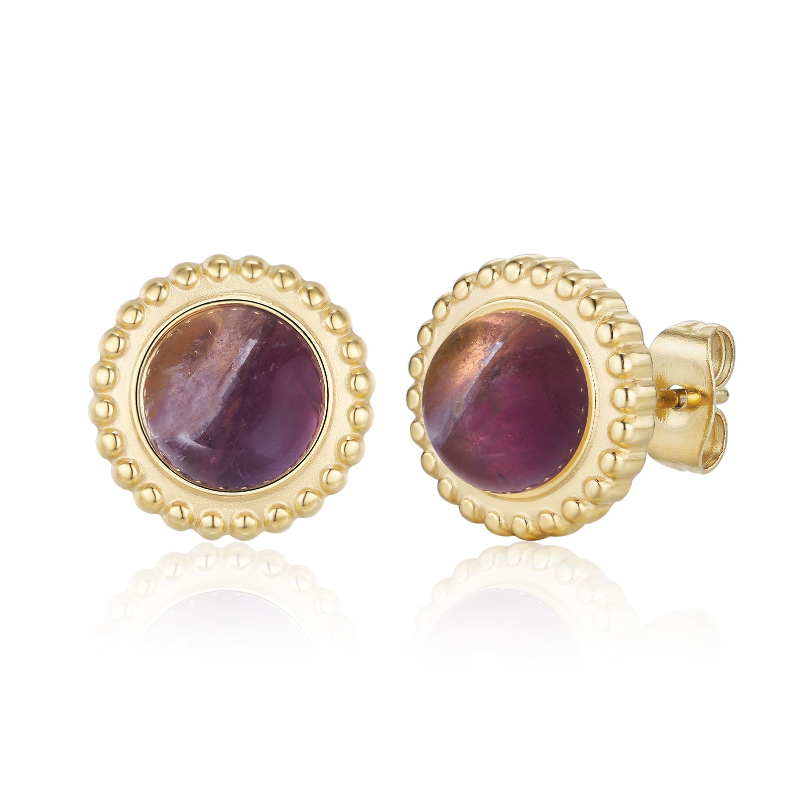 Polly Amethyst Stecker Edelstahl goldfarbig