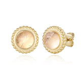 Polly Rosenquarz Stecker Edelstahl goldfarbig