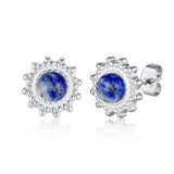 Merkrum Lapislazuli Stecker Edelstahl silberfarbig