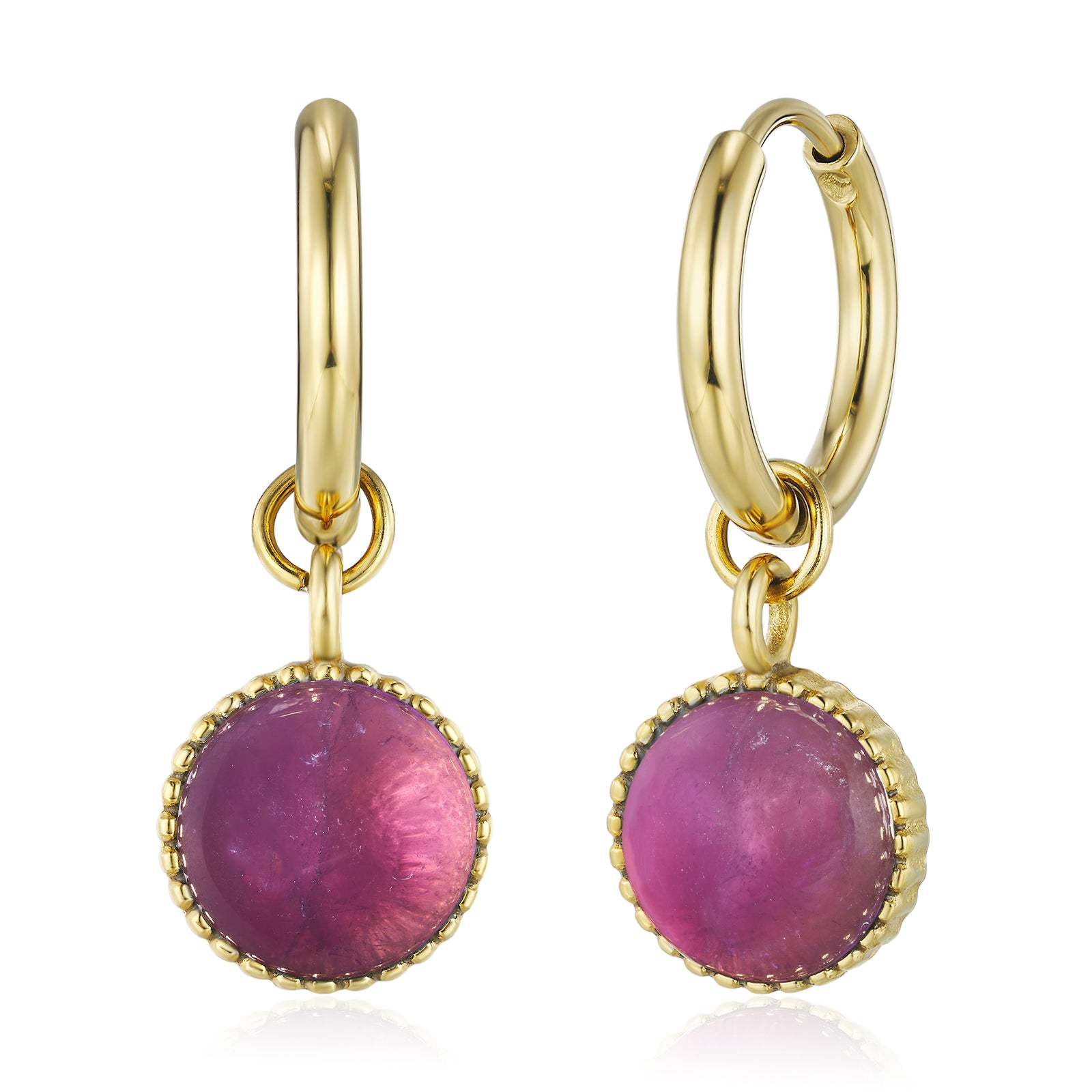 Polly Amethyst Kreolen Edelstahl vergoldet