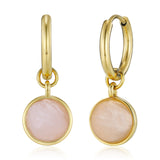 Coco Rosenquarz Kreolen Edelstahl vergoldet