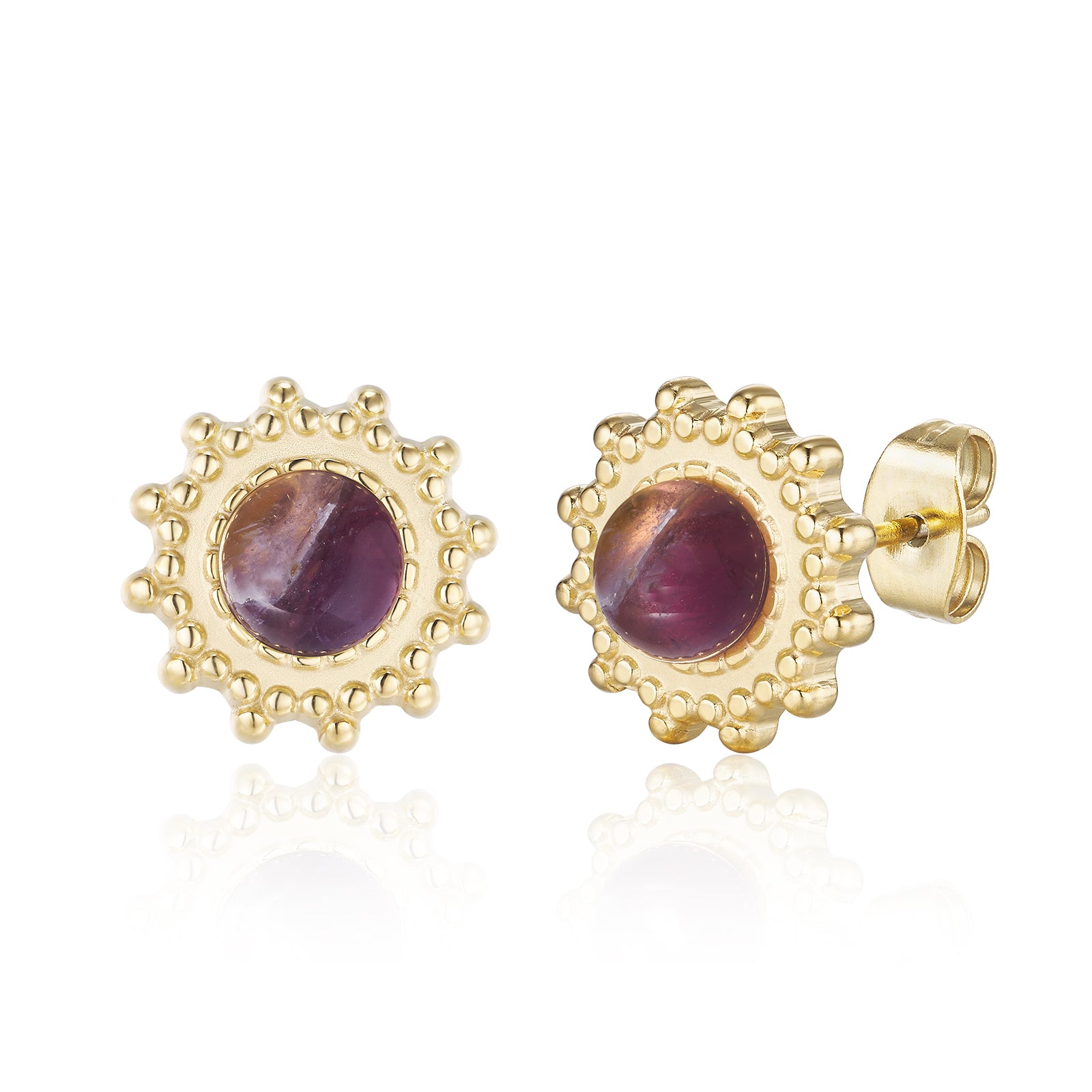 Merkrum Amethyst Stecker Edelstahl goldfarbig