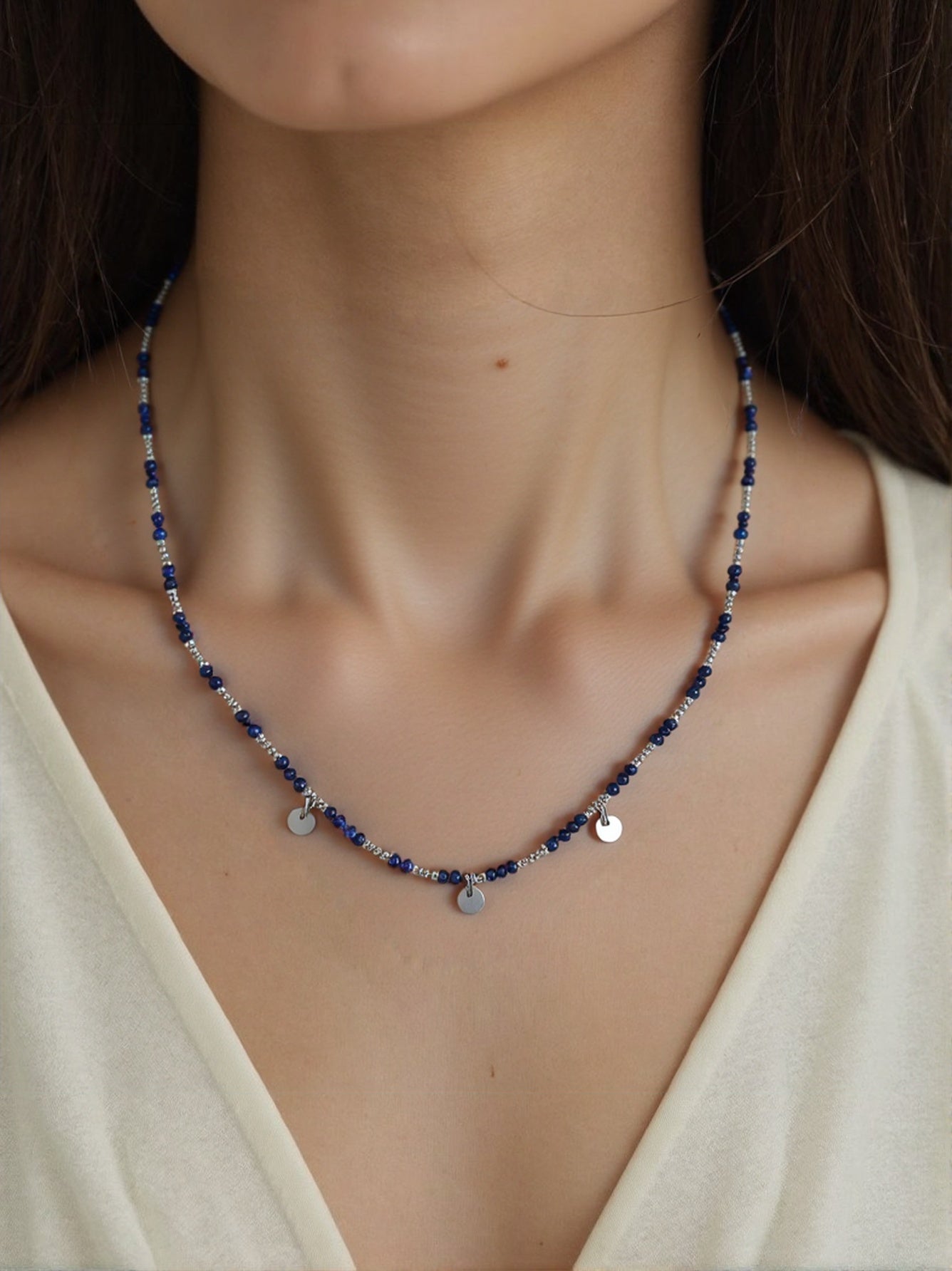 Noin Lapislazuli Halskette silberfarbig