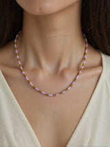 Triskart Rosensquarz Halskette vergoldet