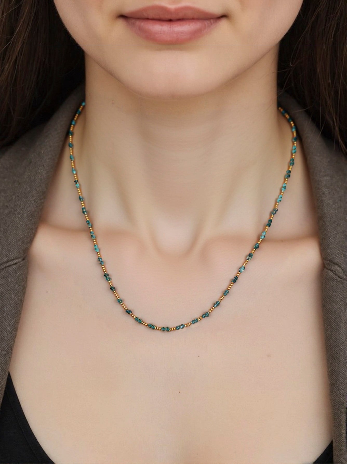 Triskart afrikanischer Türkis Halskette vergoldet