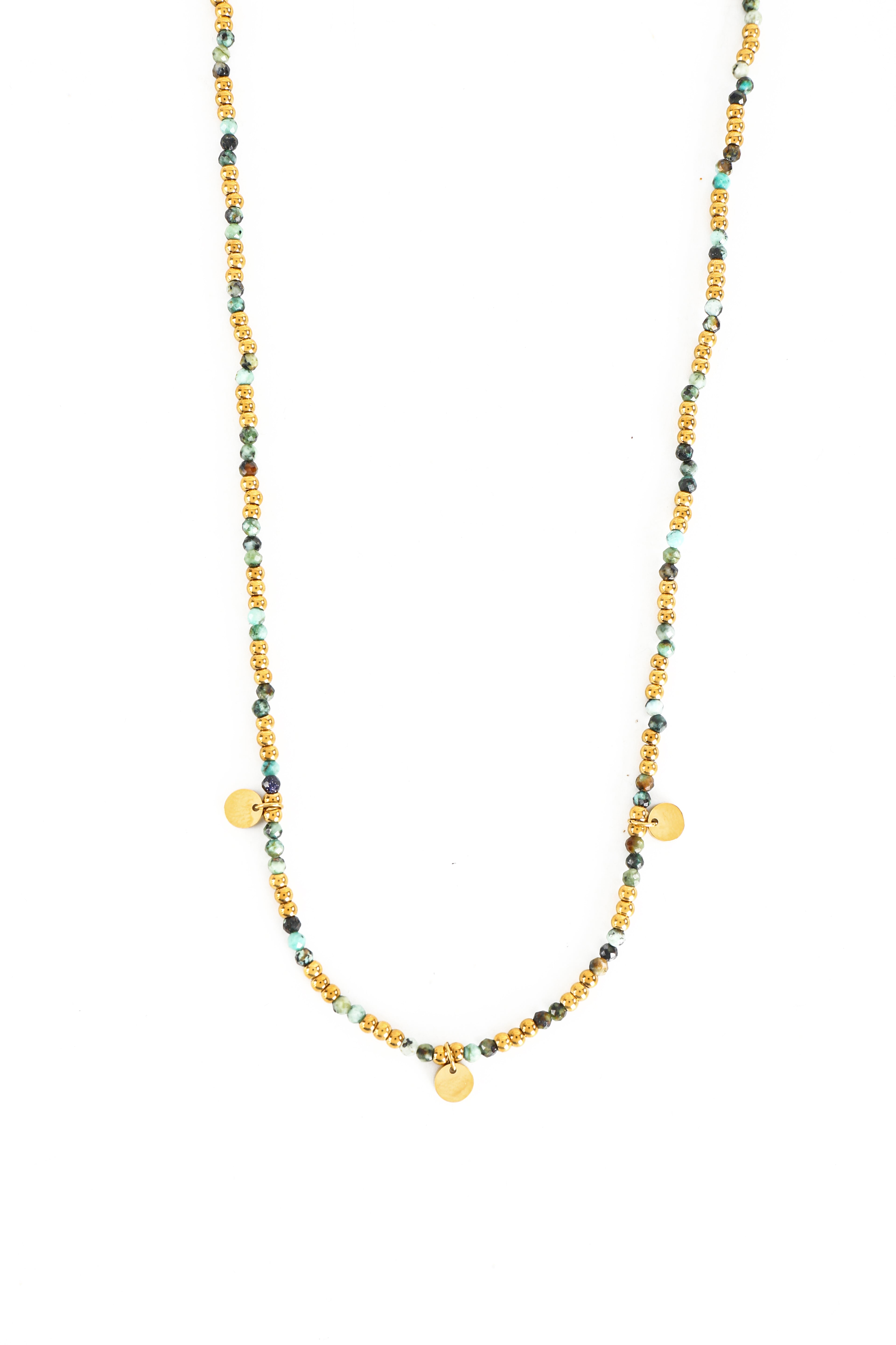 Noin afrikanischer Türkis Halskette vergoldet