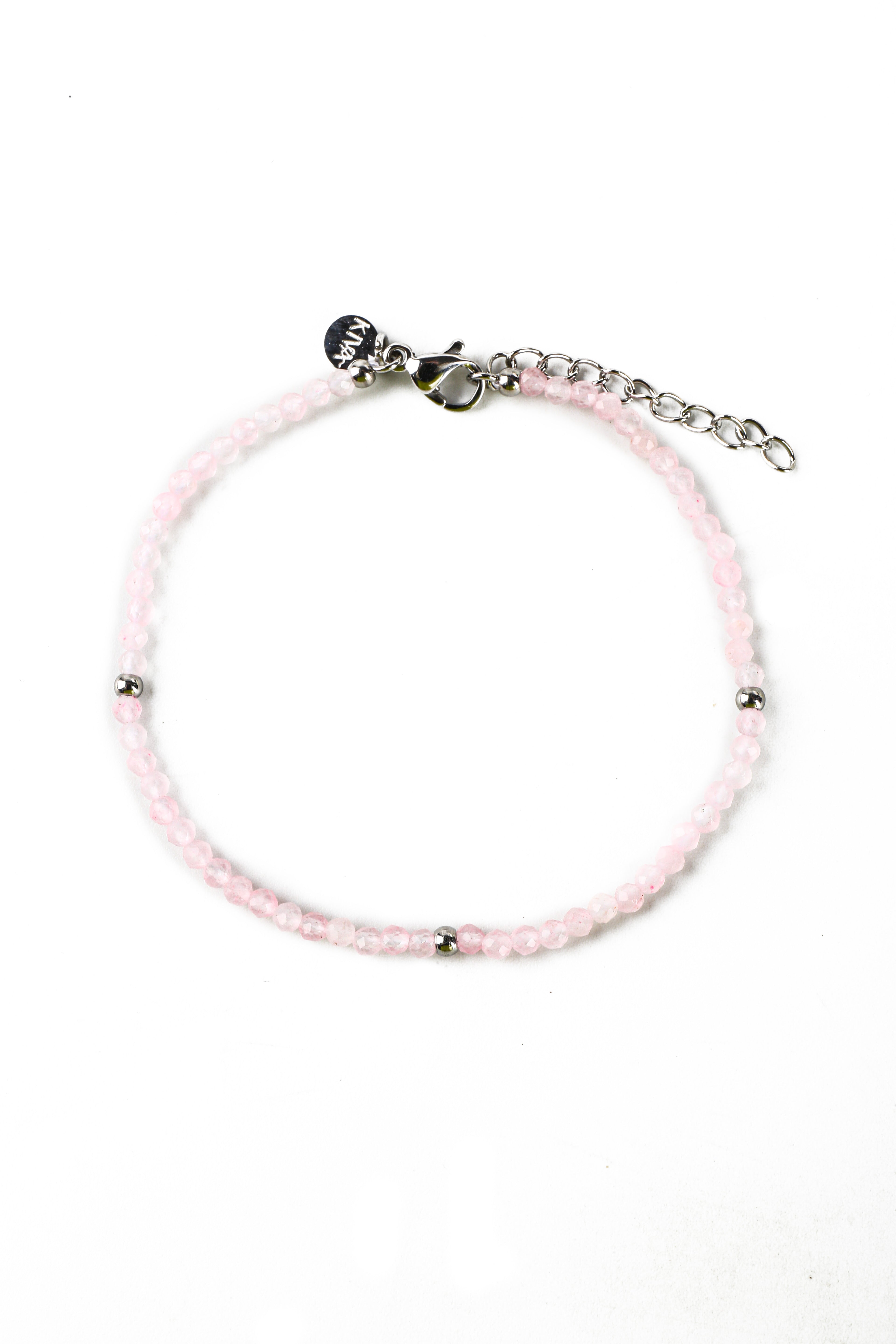 Hieno Rosenquarz Armband silberfarbig