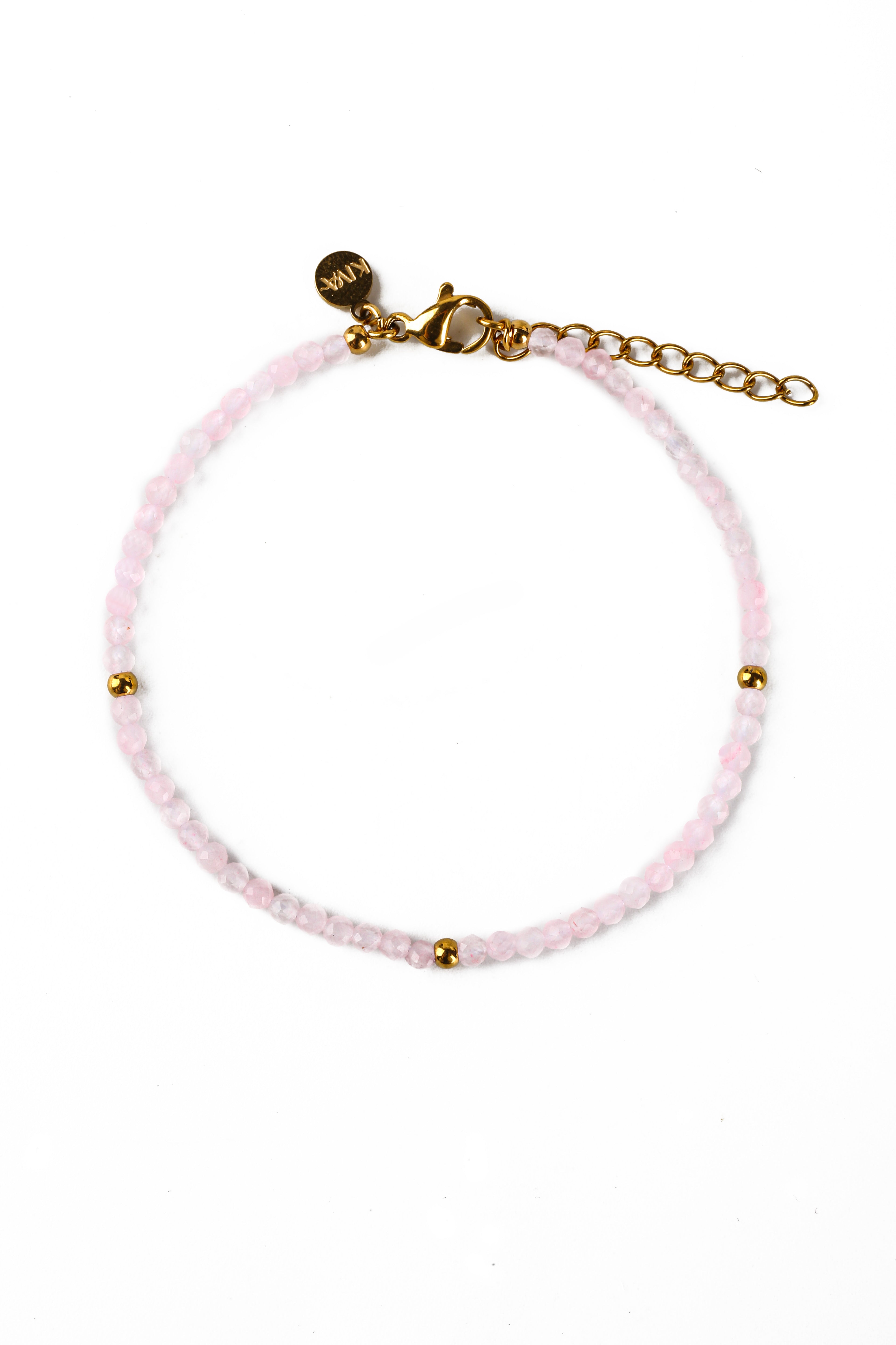 Hieno Rosenquarz Armband vergoldet