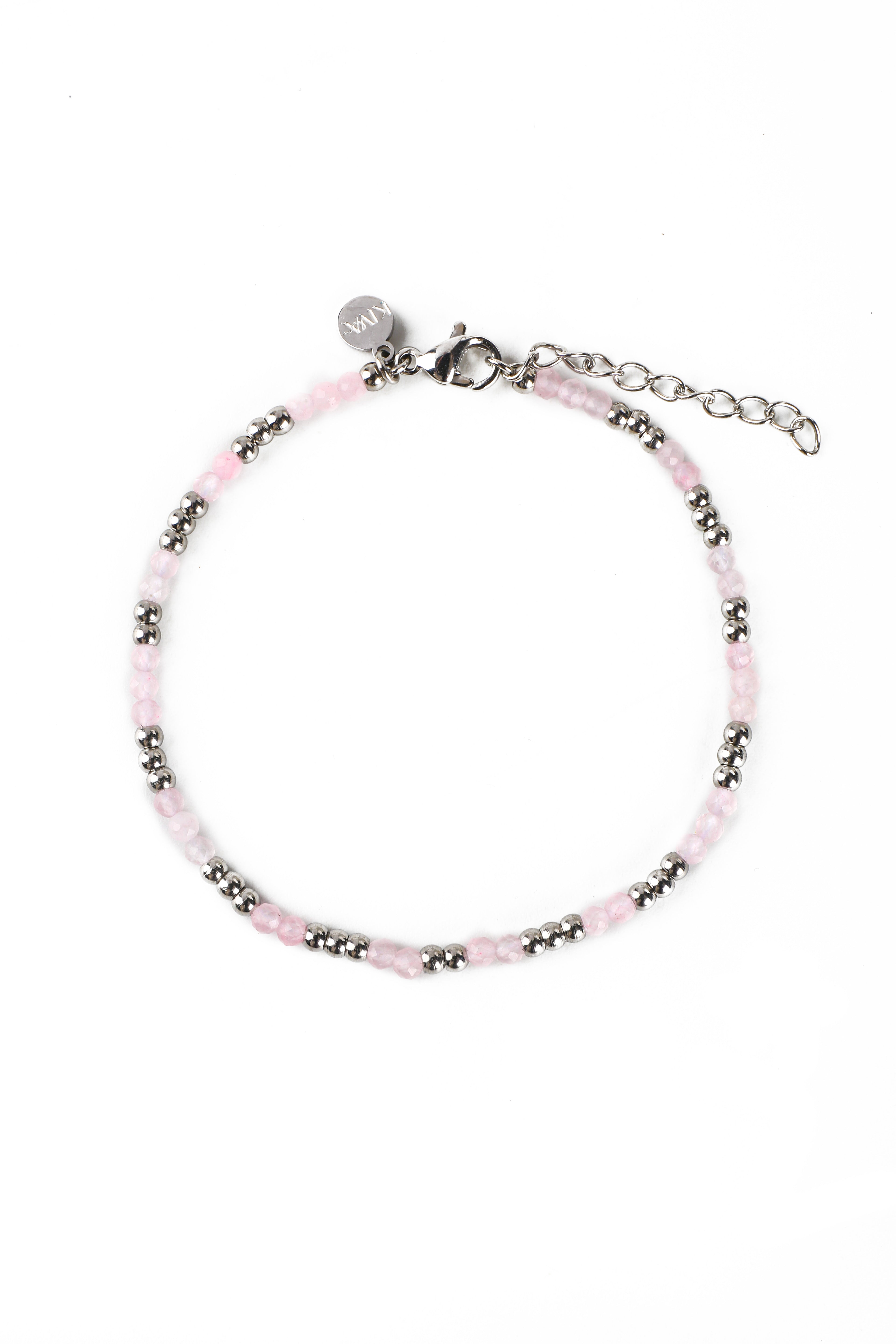 Triskart Rosenquarz Armband silberfarbig