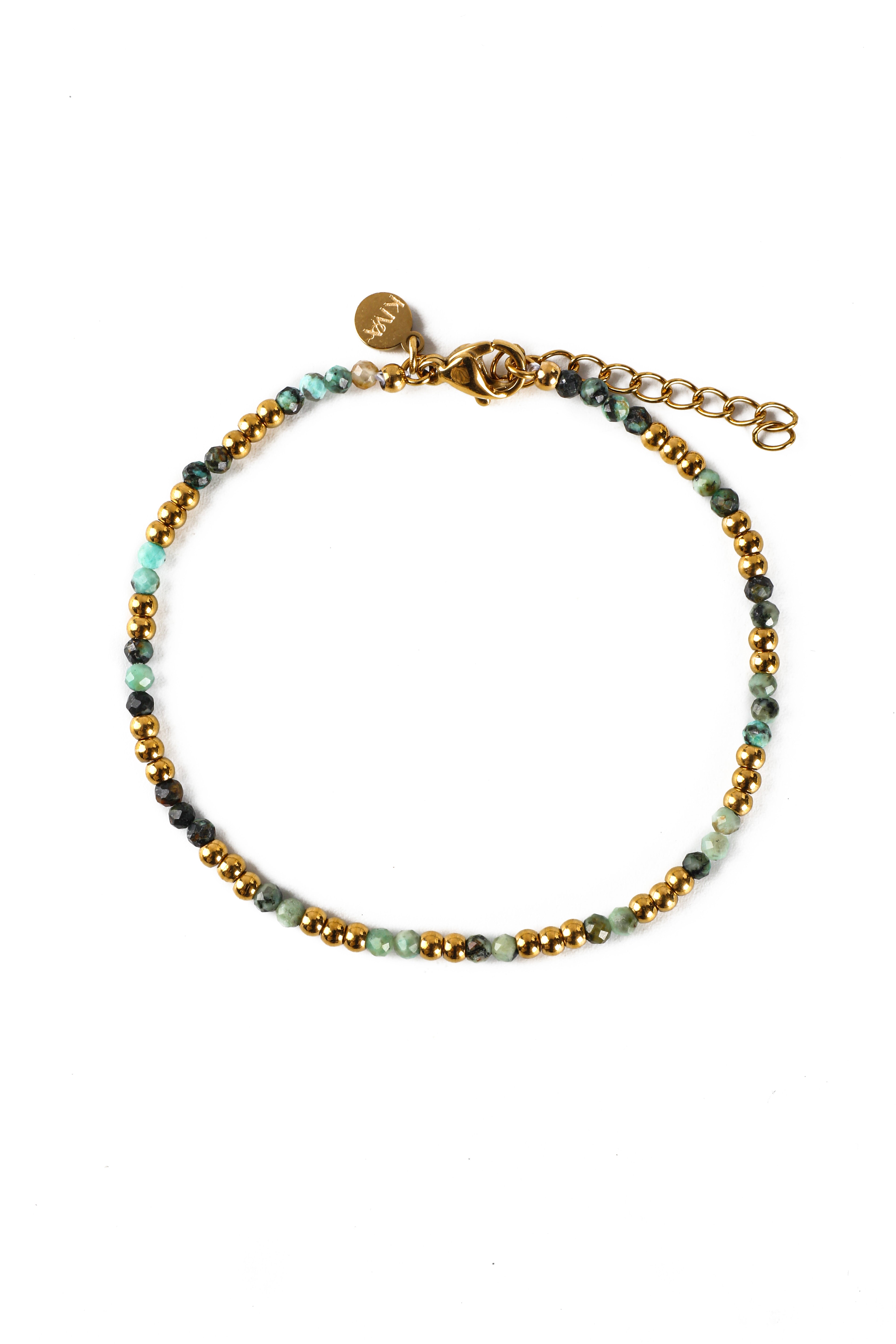 Triskart afrikanischer Türkis Armband vergoldet