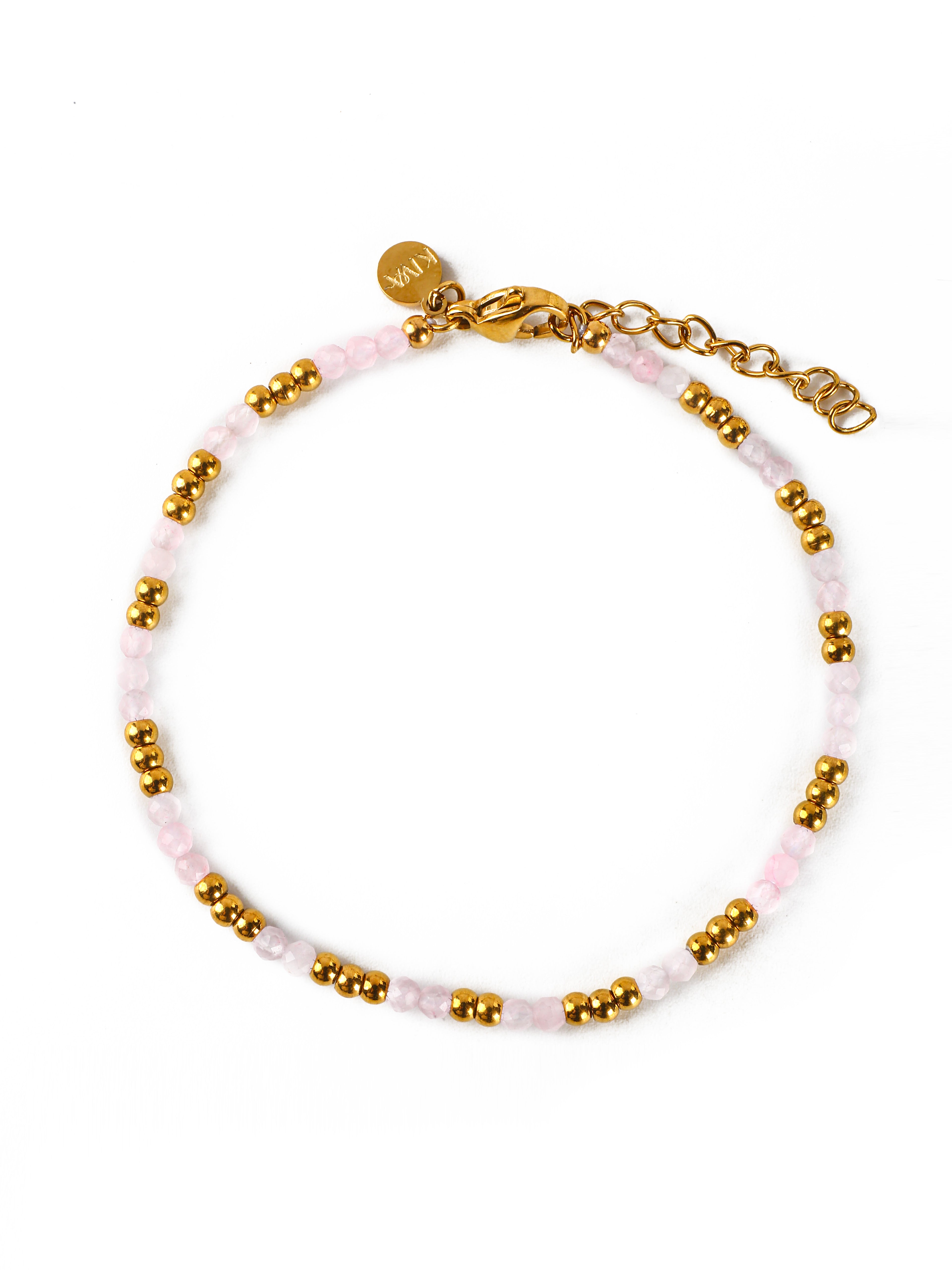 Triskart Rosenquarz Armband vergoldet