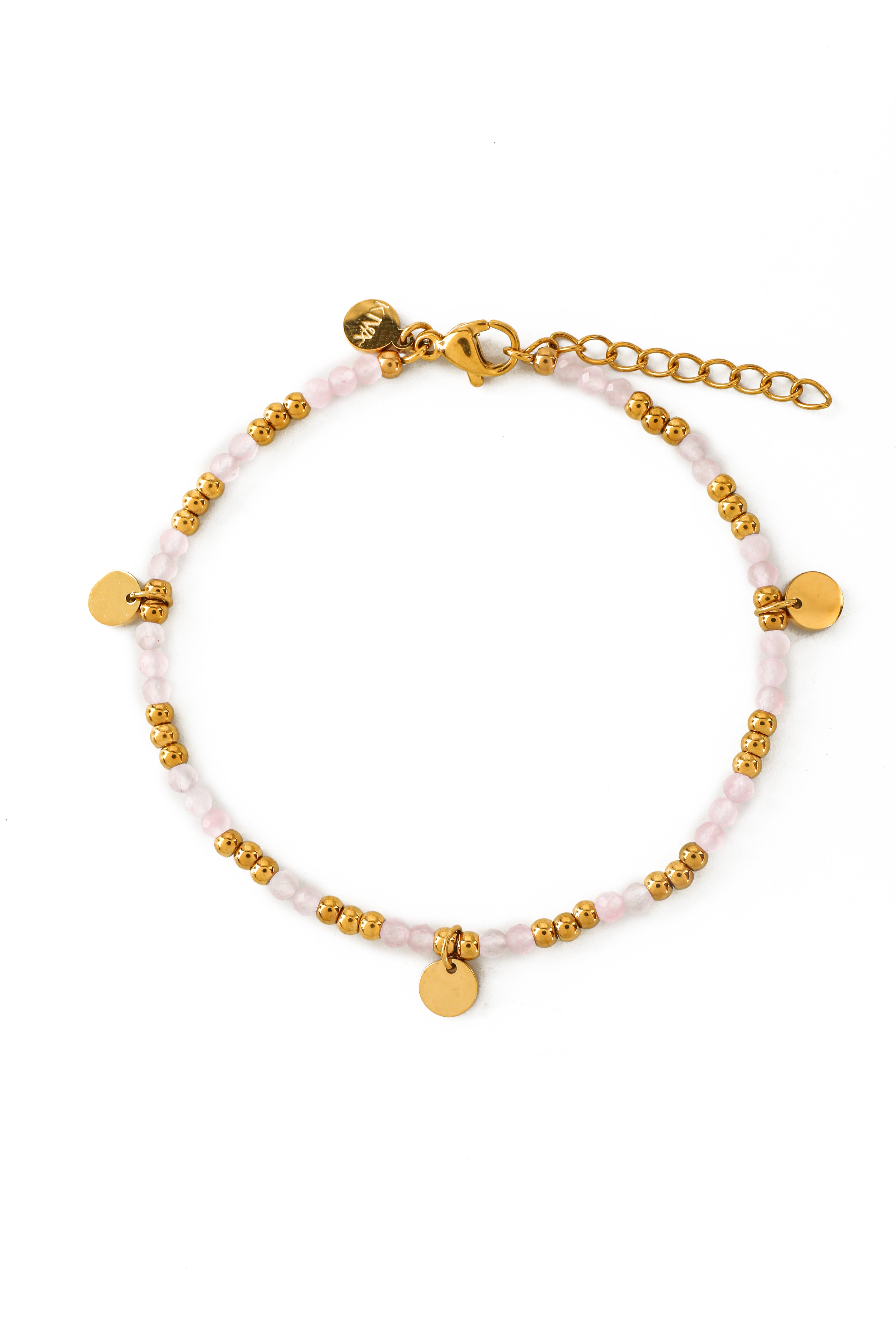 Noin Rosenquarz Armband vergoldet