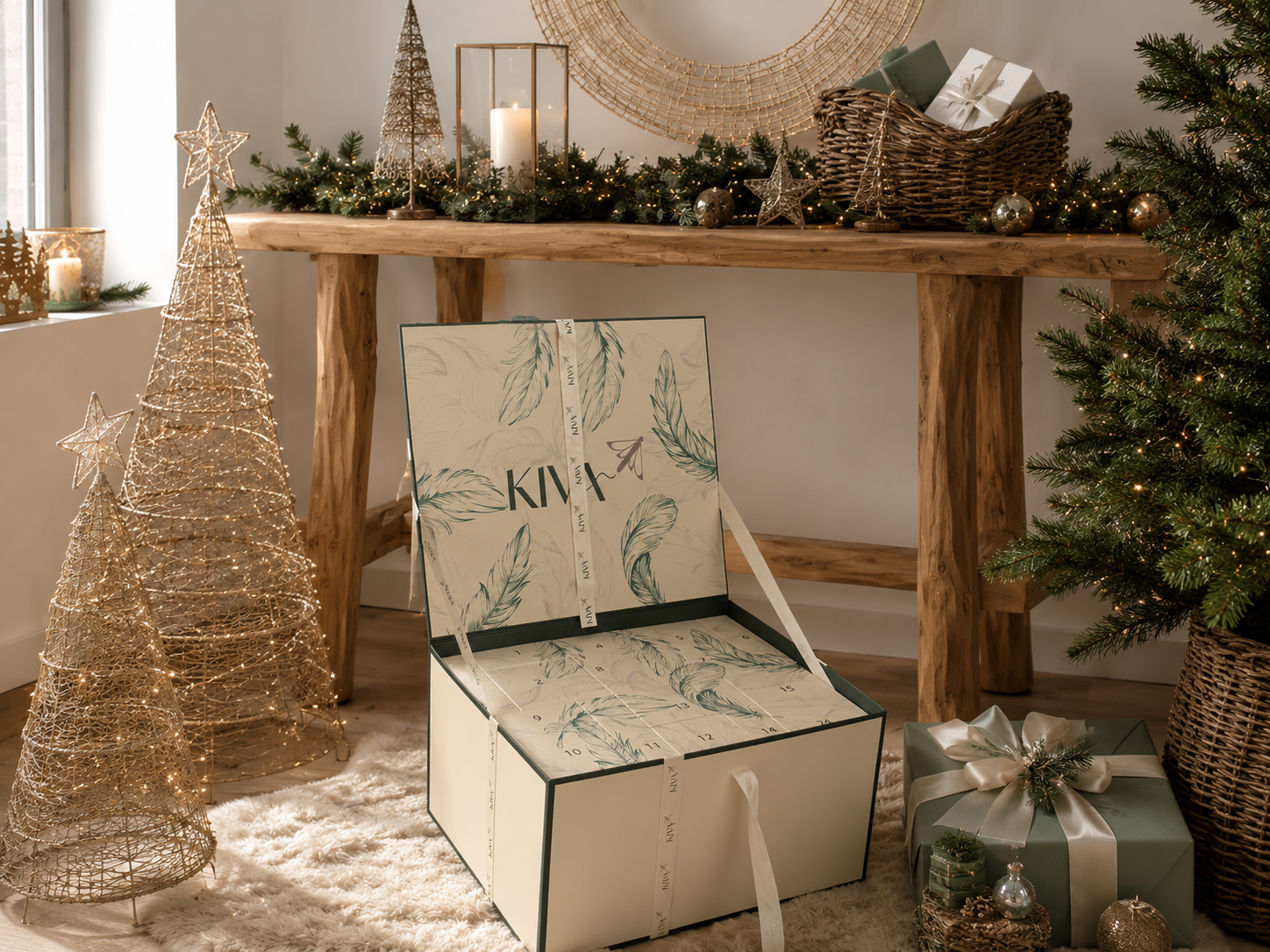 Floral Gold Adventskalender mit echten Steinen und Accessoires  Rosé- & Violette Edelstahl