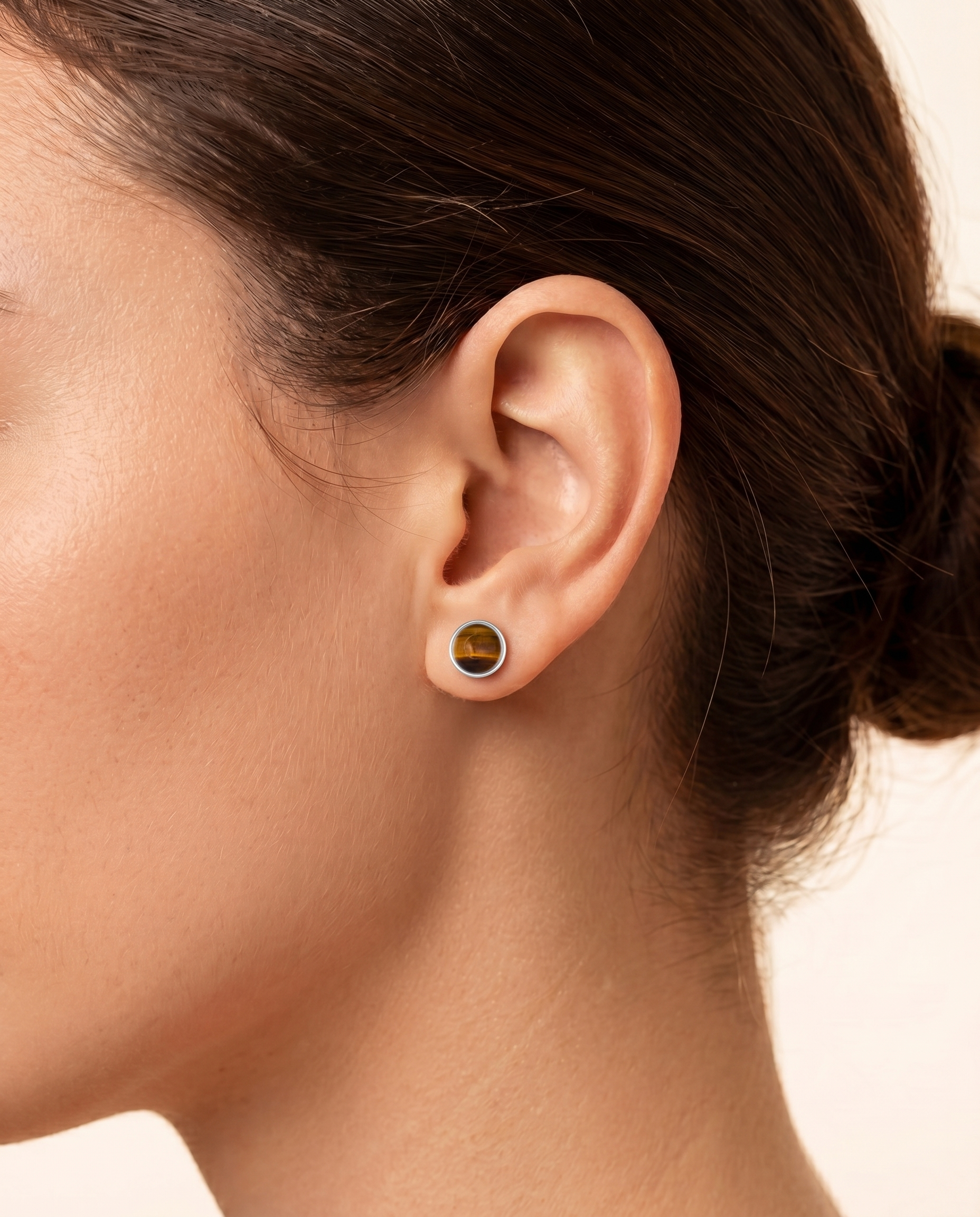 Coco Tigerauge Stecker Edelstahl silberfarbig