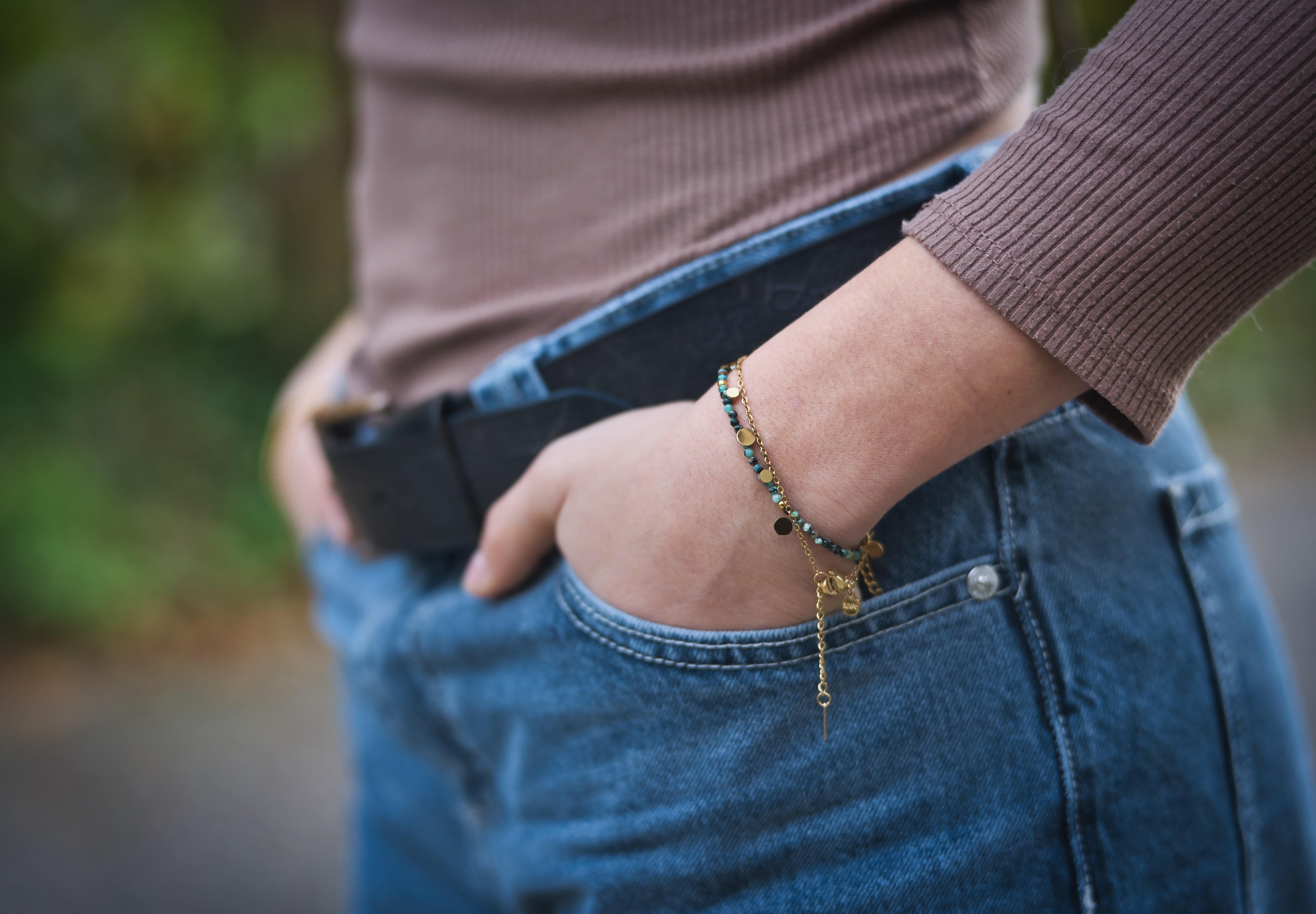 Hieno afrikanischer Türkis Armband vergoldet