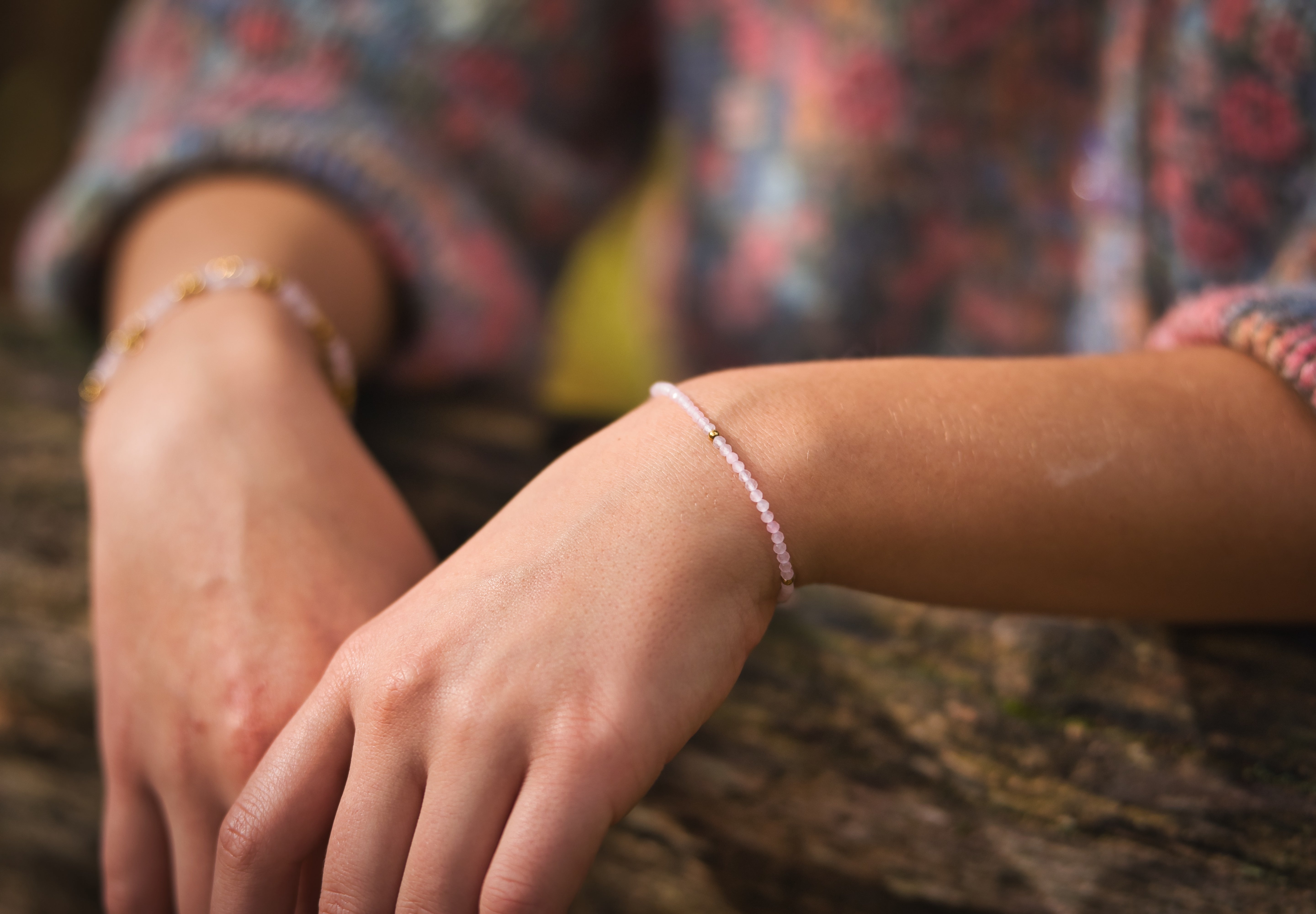 Hieno Rosenquarz Armband vergoldet