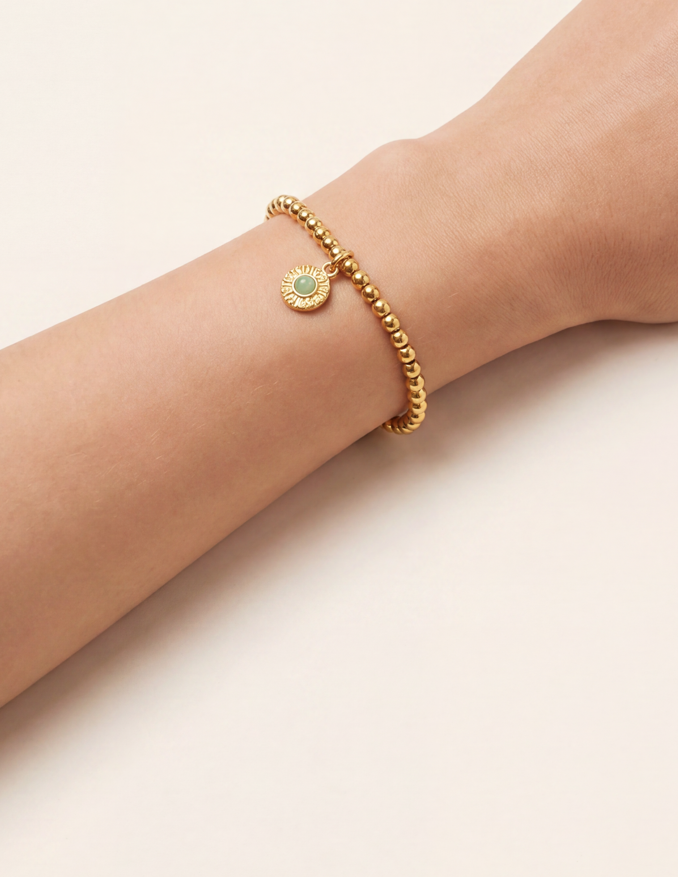 Halana grüner Aventurin Armband Edelstahl vergoldet
