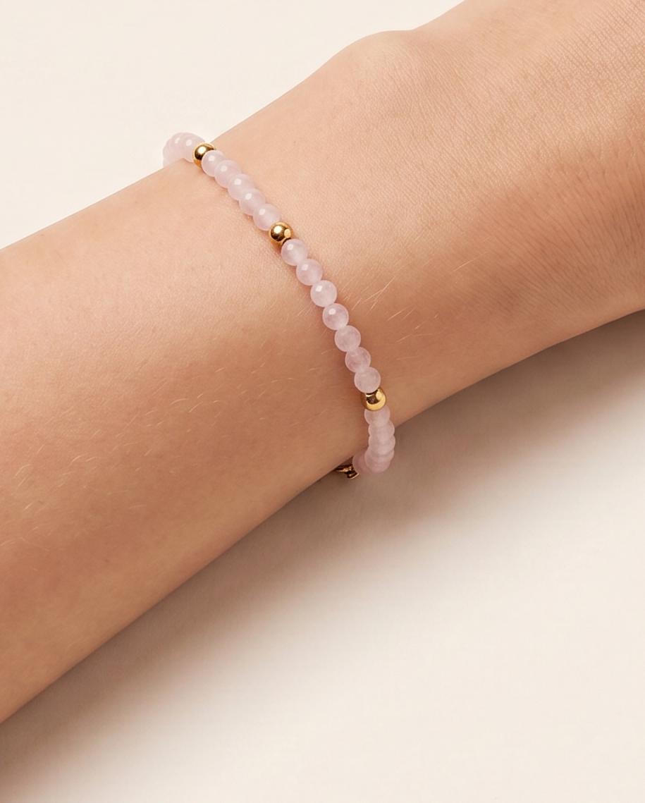 Hieno Rosenquarz Armband vergoldet