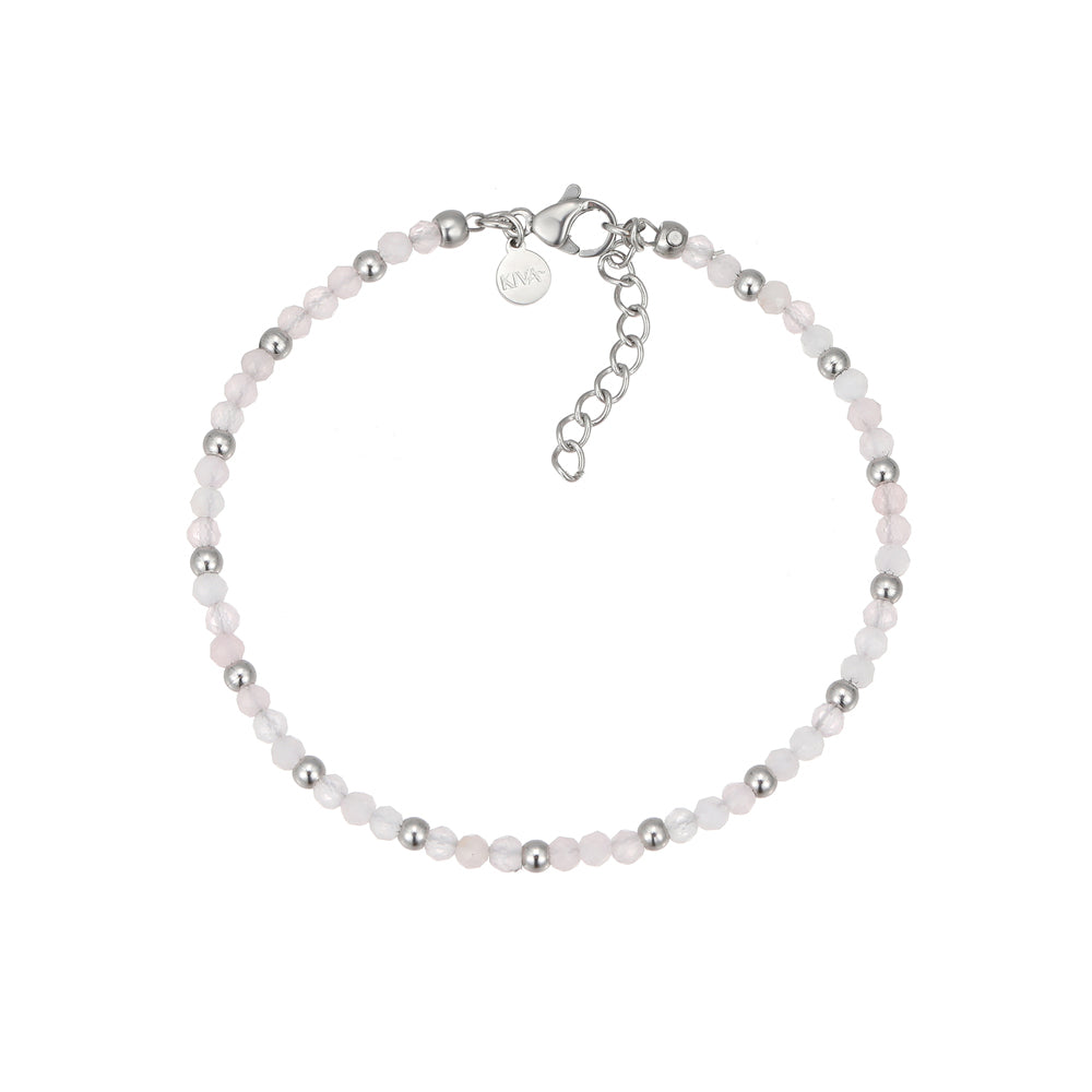 Veso Rosenquarz Armband Edelstahl