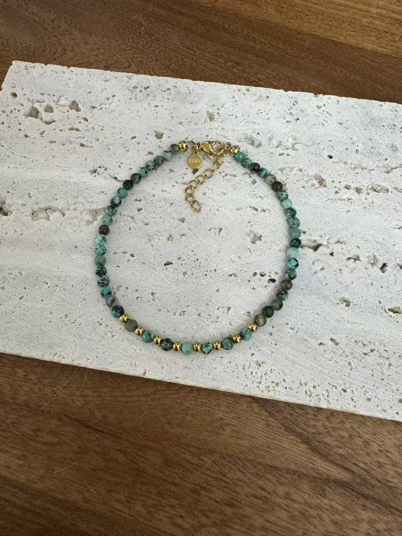 Punkto Afrikanischer Türkis Armband Vergoldet