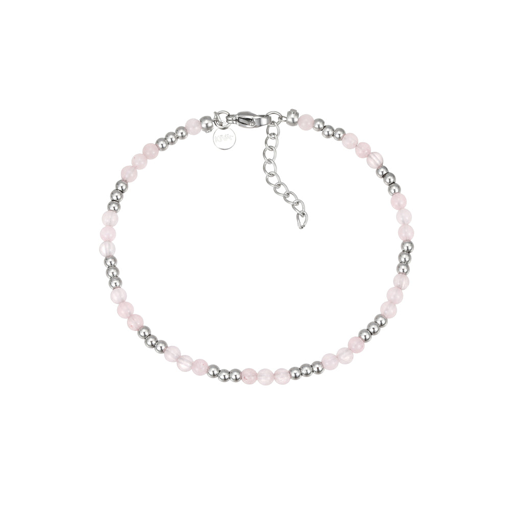 Mala Rosenquarz Armband Edelstahl