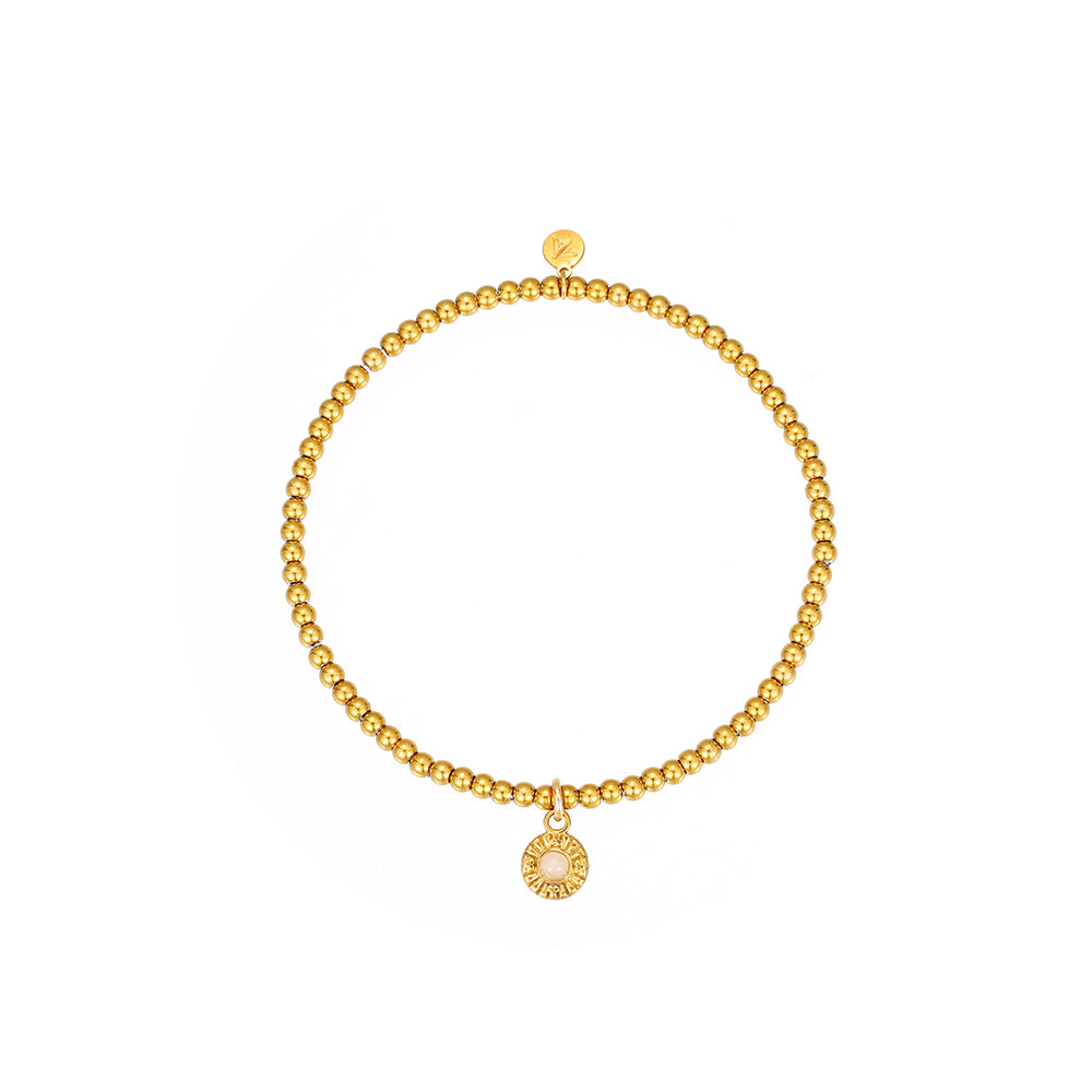 Sela Weisser Achat Armband Edelstahl Goldfarbig