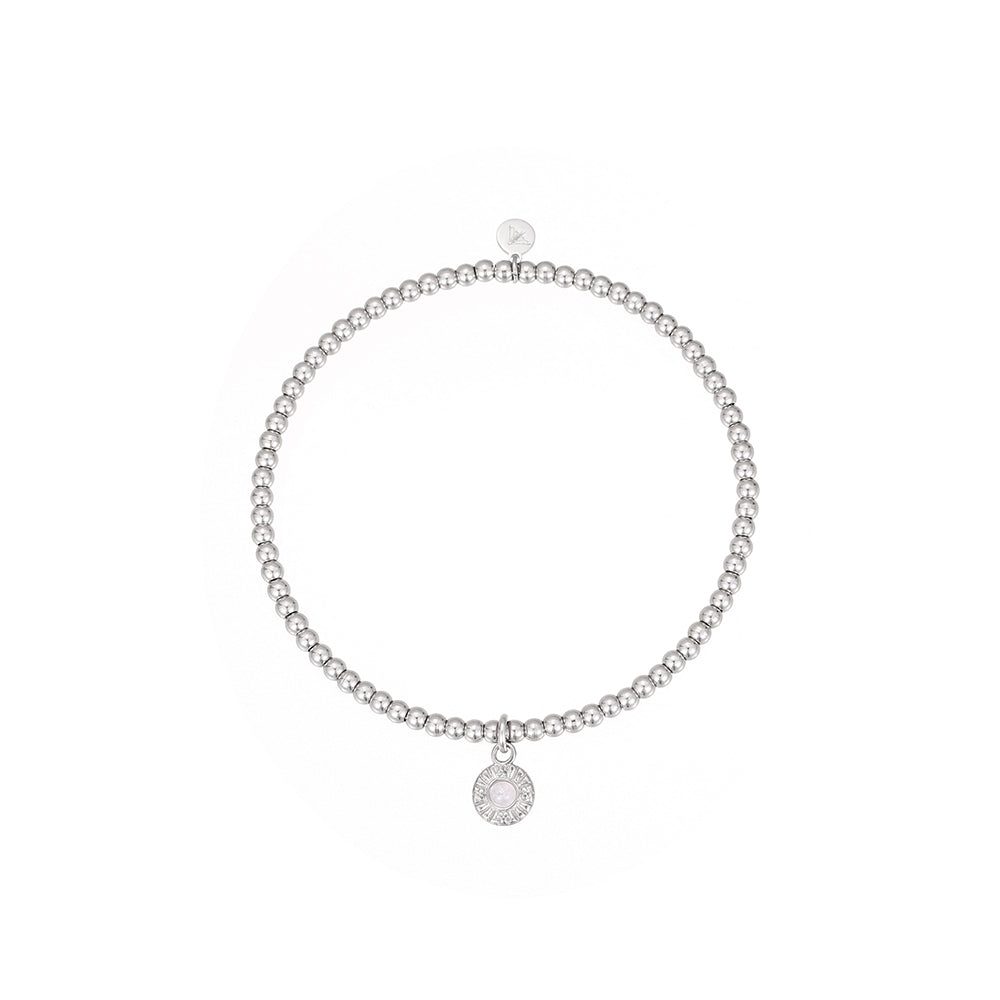 Sela Weisser Achat Armband Edelstahl Silberfarbig