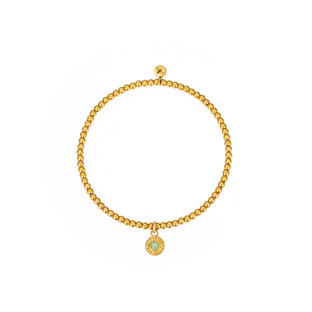 Sela Grüner Aventurin Armband Edelstahl Goldfarbig