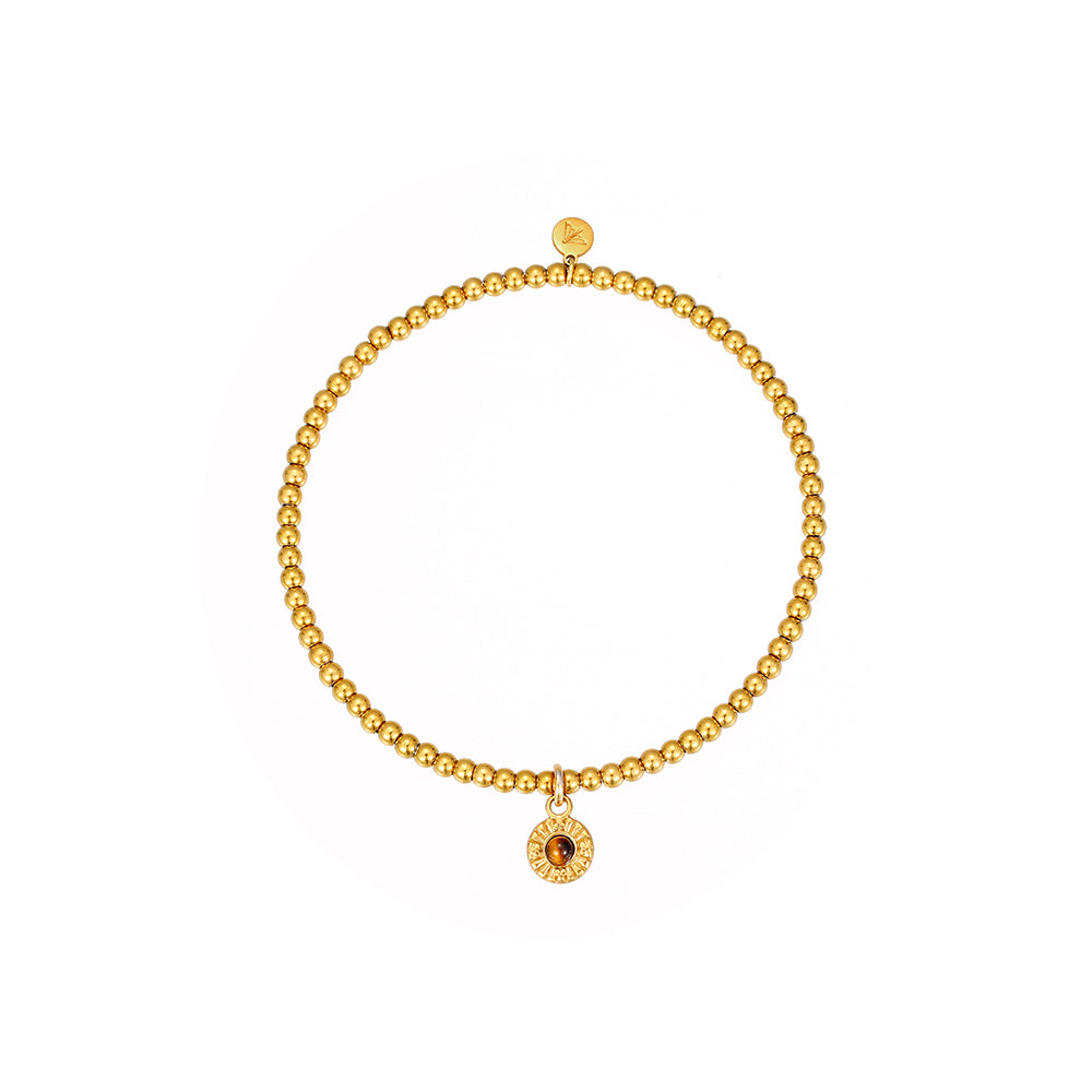Sela Tigerauge Armband Edelstahl Goldfarbig