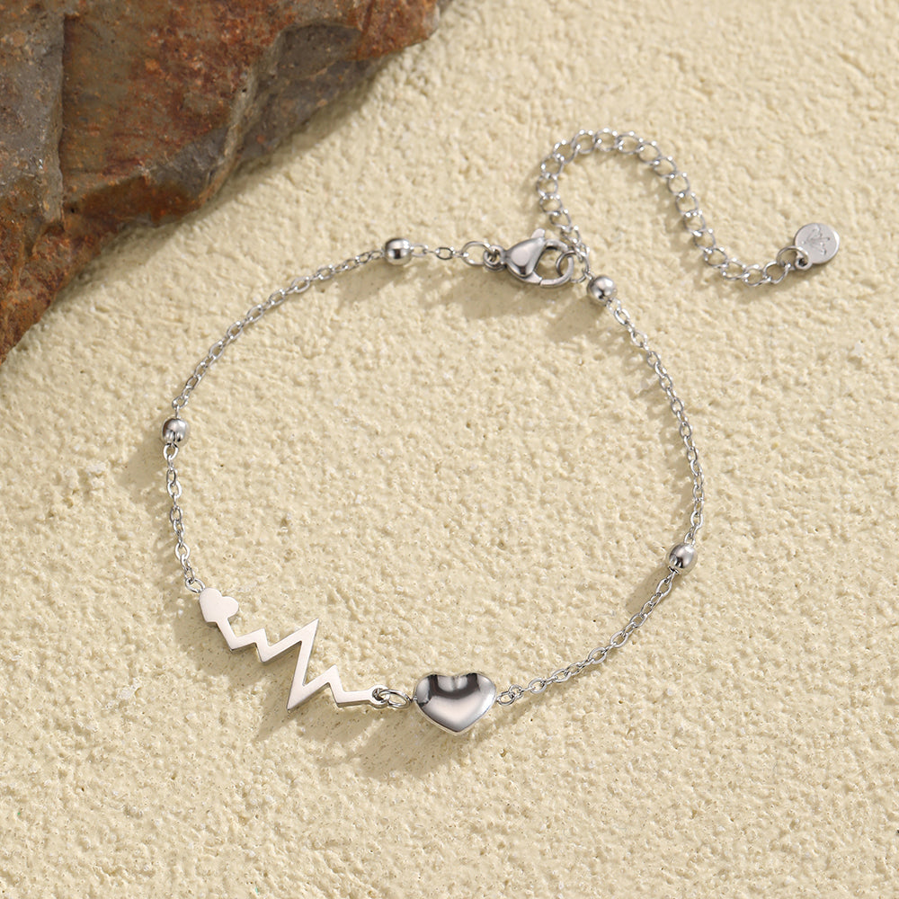 Armband aus Edelstahl mit Herz silberfarben