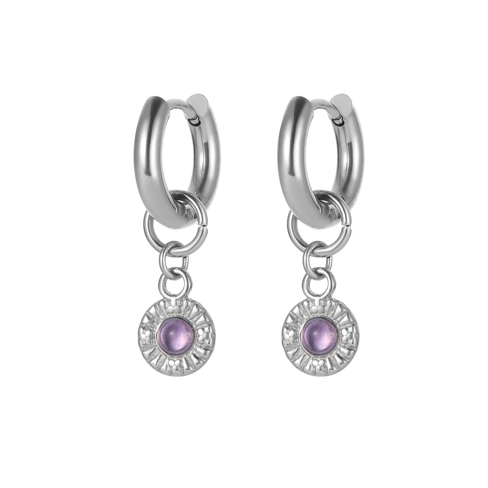 Sela Amethyst Ohrringe Edelstahl silberfarbig