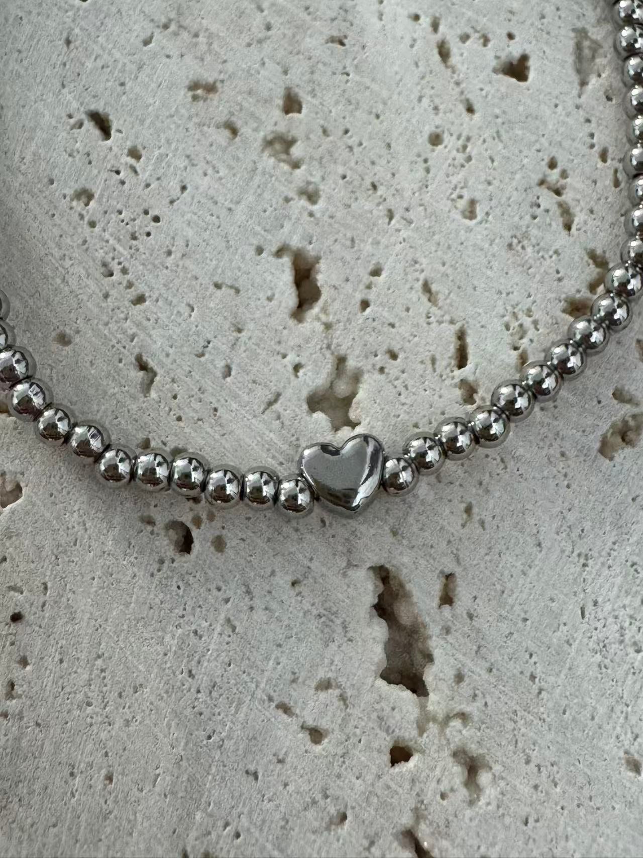 Edelstahlarmband silberfarbig mit Herz