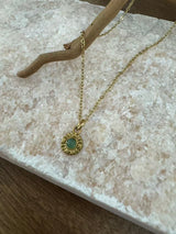 Sela grüner Aventurin Halskette Edelstahl vergoldet