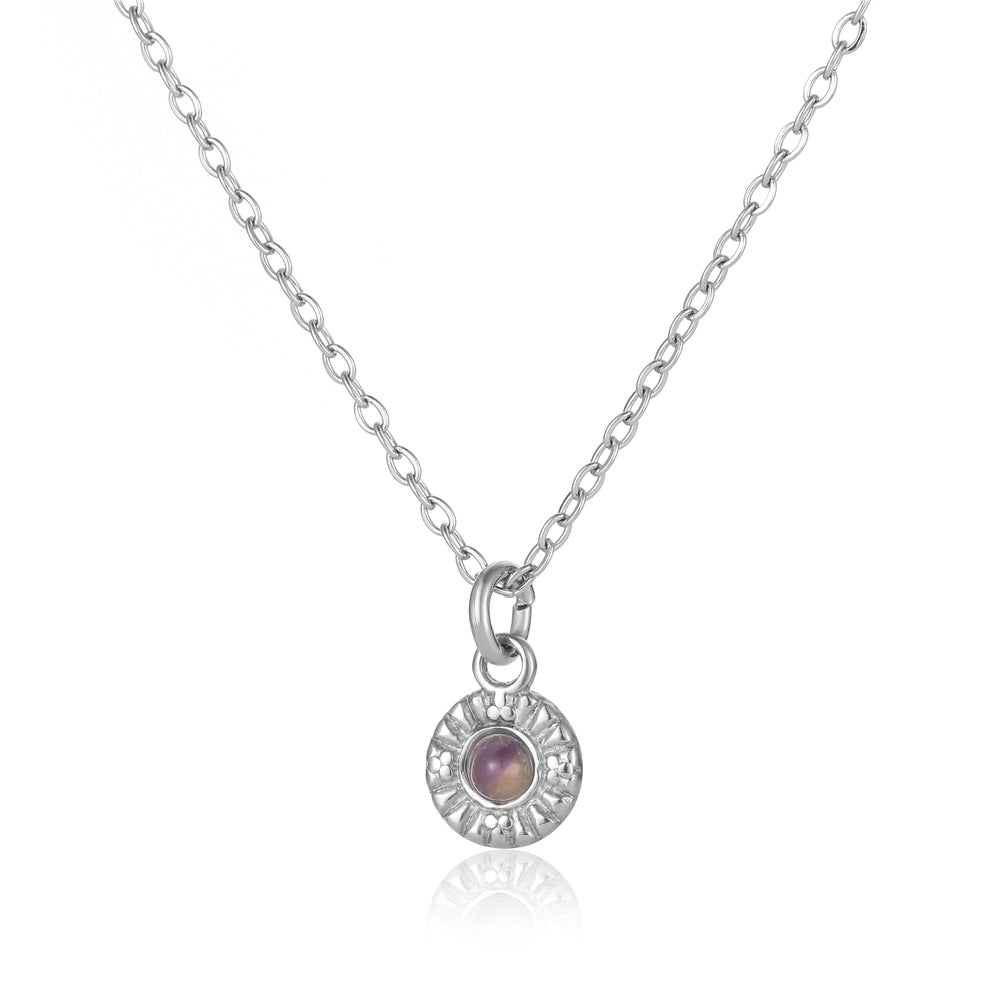 Sela Amethyst Halskette Edelstahl silberfarbig