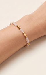 Mala Rosenquarz Armband Vergoldet