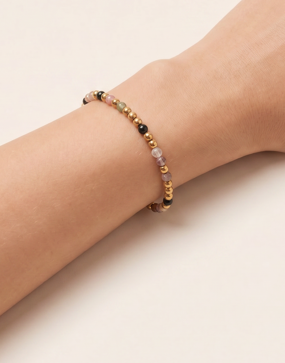 Mala Turmalin Armband Vergoldet