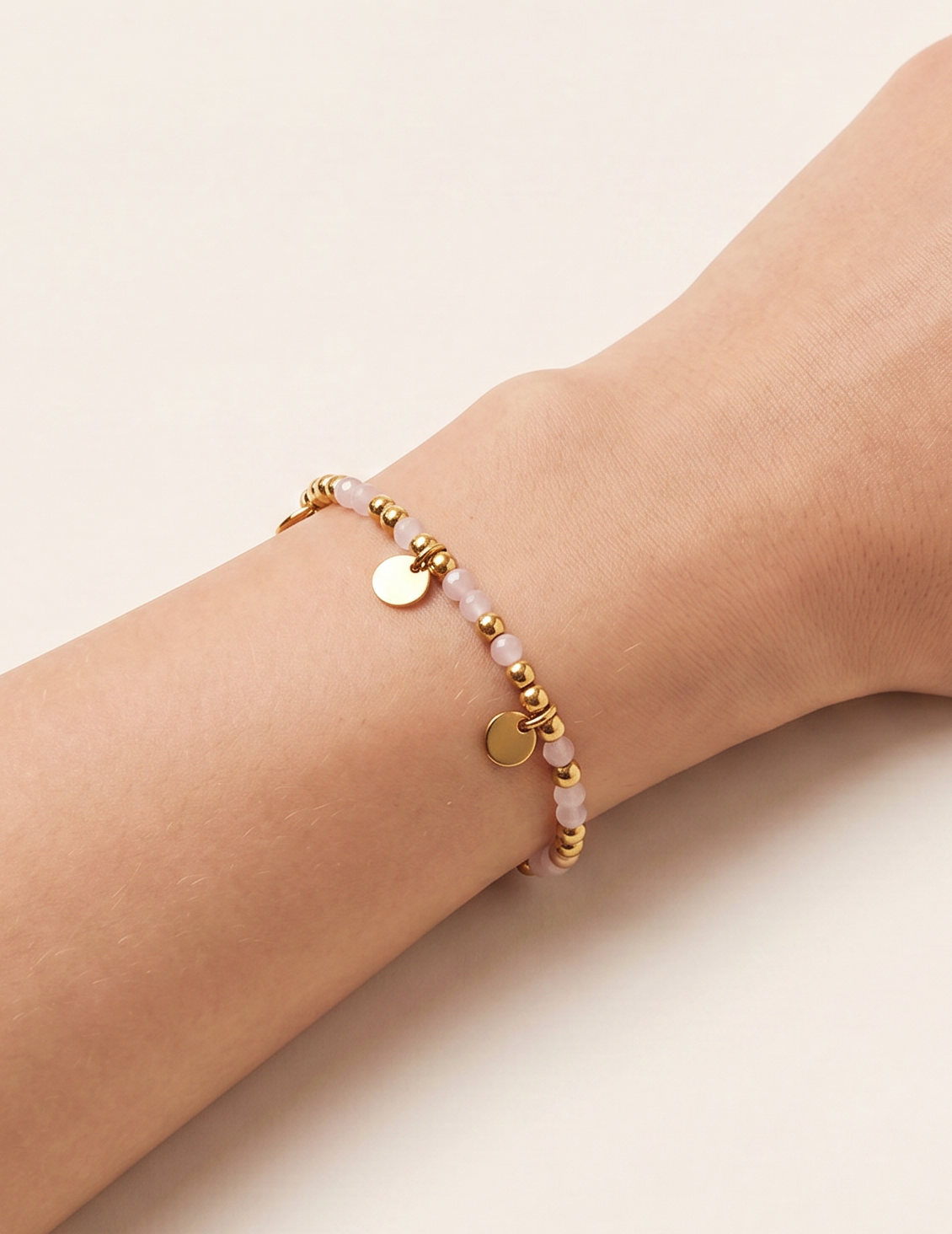 Noin Rosenquarz Armband vergoldet