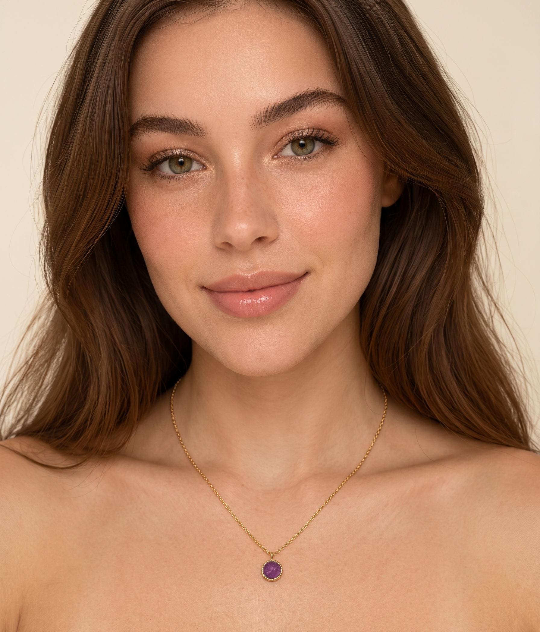 Halskette Polly Amethyst Edelstahl vergoldet