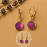 Polly Amethyst Kreolen Edelstahl vergoldet