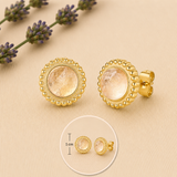 Polly Rosenquarz Stecker Edelstahl goldfarbig
