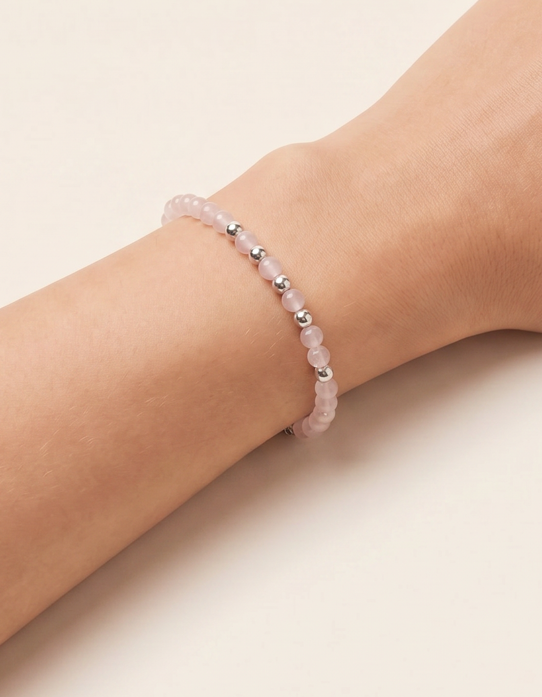 Punkto Rosenquarz Armband  Edelstahl